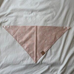 NWT, Canoodle Polka Dot Pattern Dog Bandana, White and Pink, Size L
